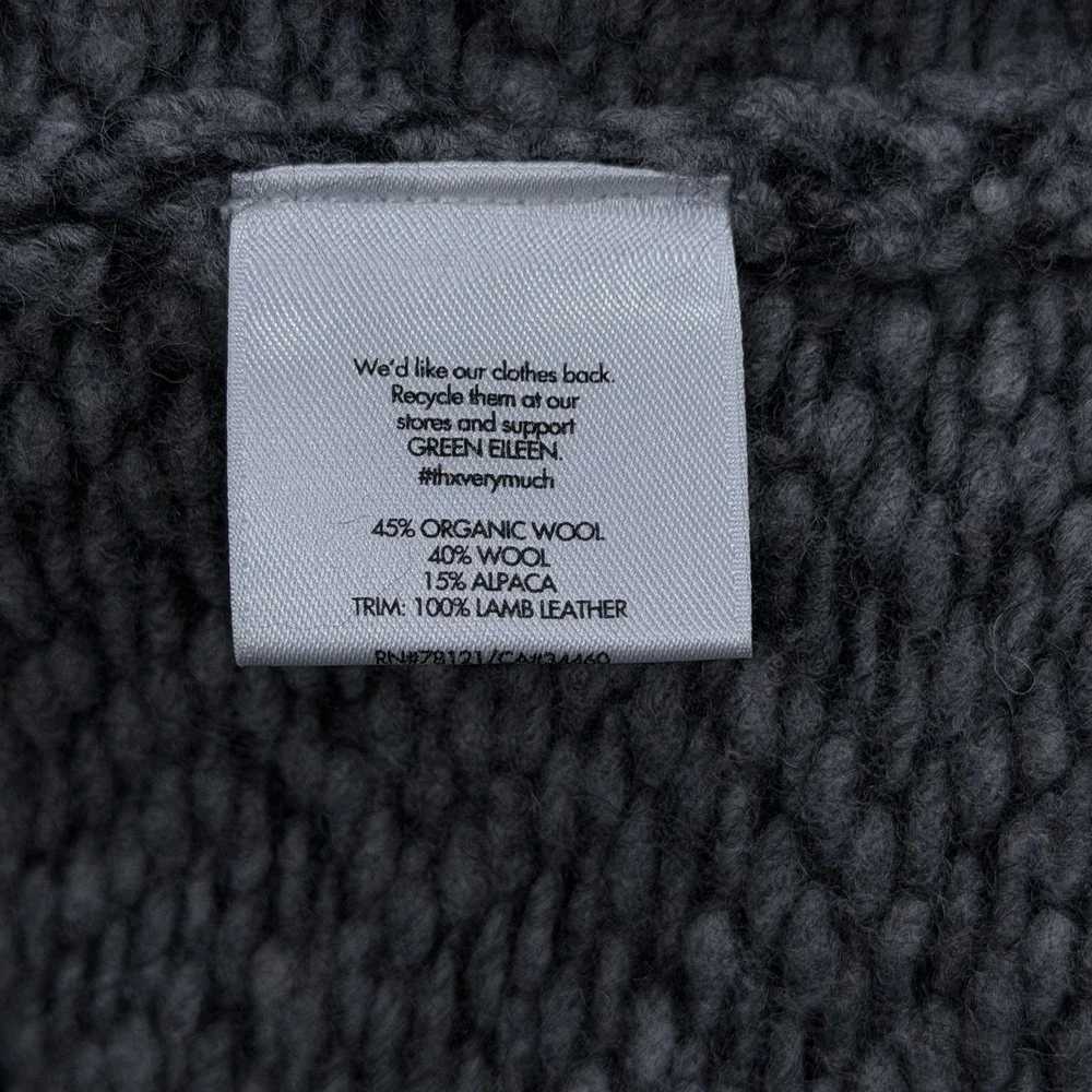 Eileen Fisher Wool Alpaca Herringbone Moto Jacket‎ PS Moon Gray Asymmetrical Zip